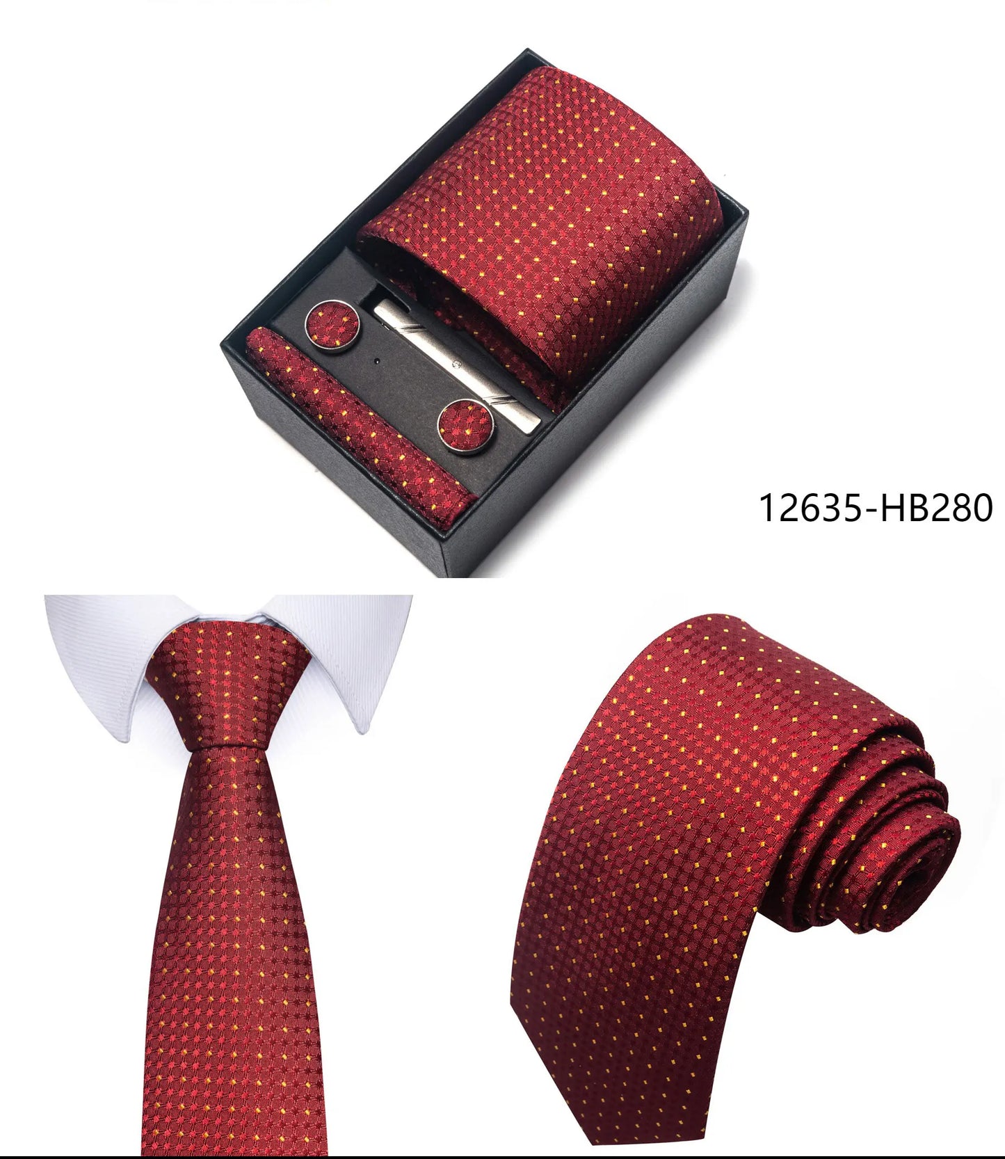 Luxury Brand 8 cm Tie Handkerchief Cufflink Clip Set For Men Wedding Gravata Suit Accessories Holiday Gift Box - BOC-WEAR