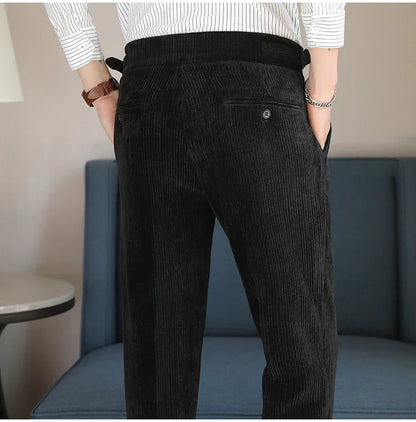 2024 New Light Luxury Chenille Neapolitan High Waist  Casual Pants for Men , Premium Feeling Slim Fit  Mens Dress Pants,pantalon