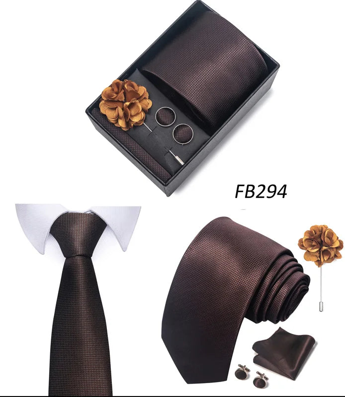 New Designer Blue Red Green Paisley Ties For Men Wedding Party Neck Tie Luxury Tie Pocket Square Cufllink Brooch Set - BOC-WEAR