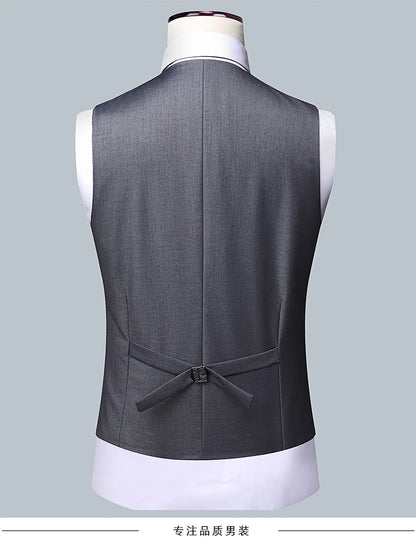 Suit Men Fashion  (Blazer+ Vest + Pants)  Business Wedding Work Casual Slim Professional Dress Groom Best Man Gentleman Suit - BOC-WEAR
