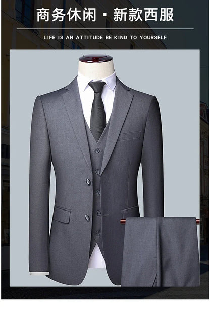 BOC-WEAR Men's 3-Piece Suit - Business Wedding Formal Set - BOC-WEAR