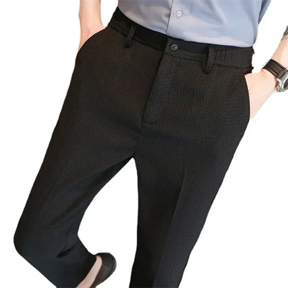 Men's Suit Pants, Fashion Slim Trousers, Korean Style Young Man Pantalones Hombre Black White Khaki Brown Pant, 2025 New