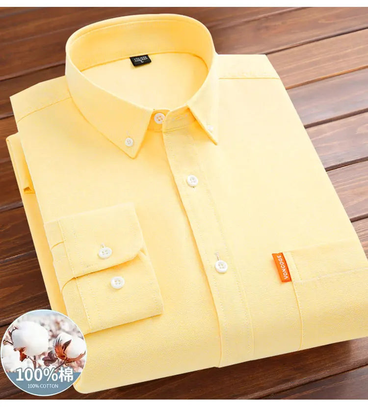 Men's shirt long sleeve 100% cotton spring/summer Oxford woven non-ironing anti-wrinkle Business casual high quality - BOC-WEAR