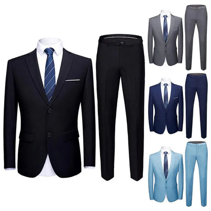 Wedding Suit For Men Set Elegant Blazers Formal 2 Pieces Full Jackets Pants Classic Business Coats 2024 - BOC-WEAR