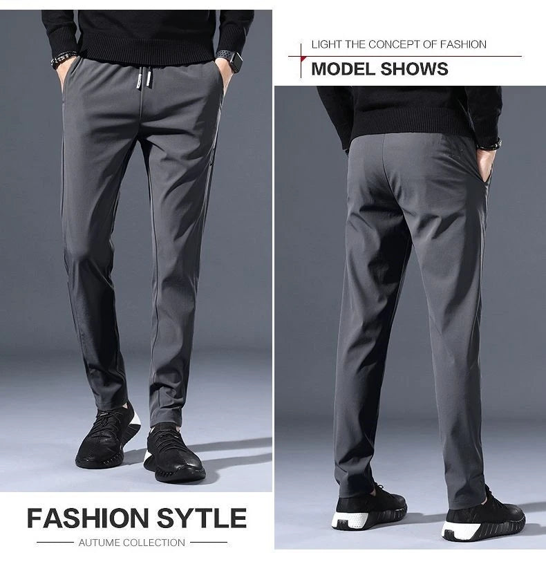 Men's Casual Fce Lined Straight Leg Pants Warm Autumn Winter Workwear Nine-Tenths Regular Fit Faion Urban Sle