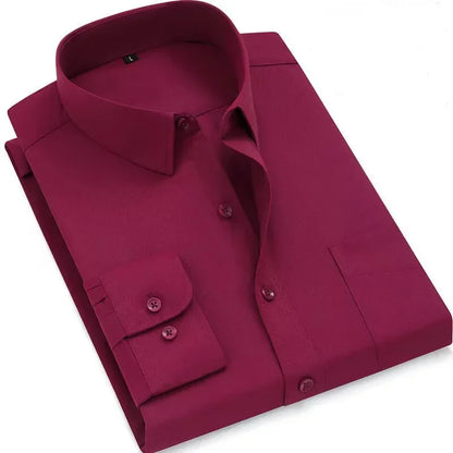 Mens Fashion Long Sleeve Shirts Cotton Spring Autumn Slim Fit White Blue Black Smart Male Casual Shirt Solid Clothing KOACUS - BOC-WEAR