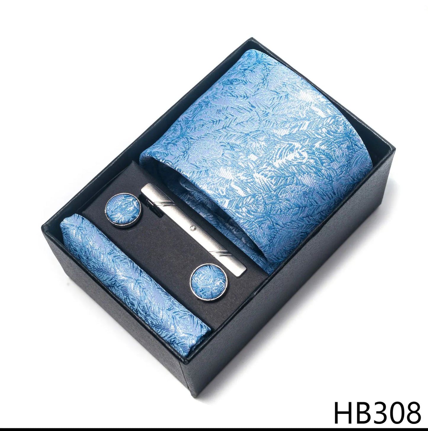 Luxury Brand 8 cm Tie Handkerchief Cufflink Clip Set For Men Wedding Gravata Suit Accessories Holiday Gift Box - BOC-WEAR