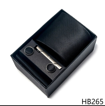 Luxury Brand 8 cm Tie Handkerchief Cufflink Clip Set For Men Wedding Gravata Suit Accessories Holiday Gift Box - BOC-WEAR