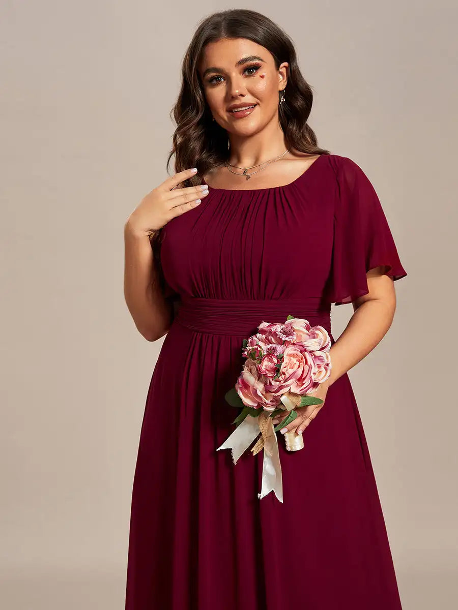 Plus Size Pleated Chiffon Bridesmaid Dress