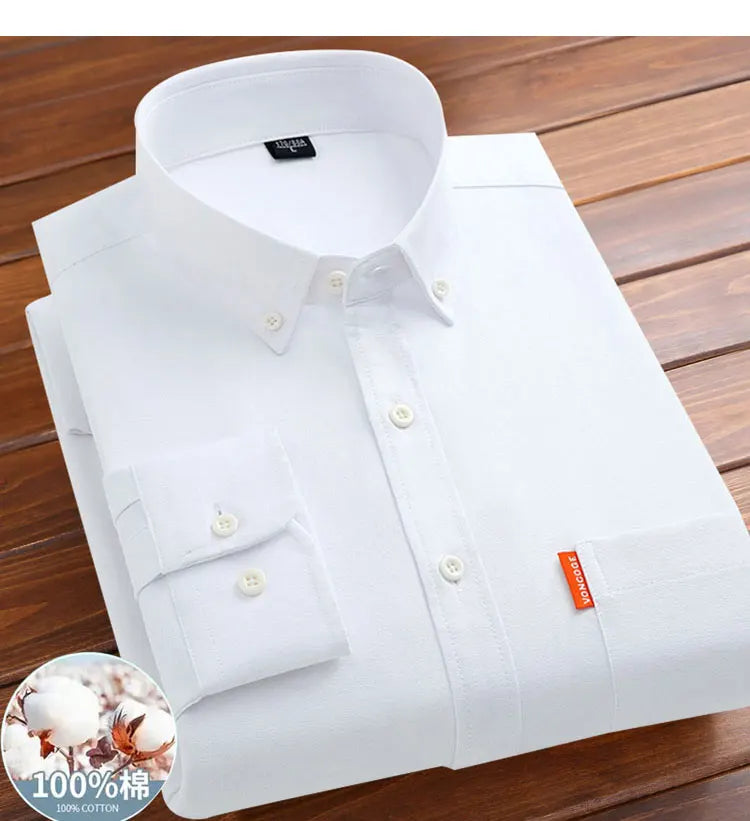 Men's shirt long sleeve 100% cotton spring/summer Oxford woven non-ironing anti-wrinkle Business casual high quality - BOC-WEAR