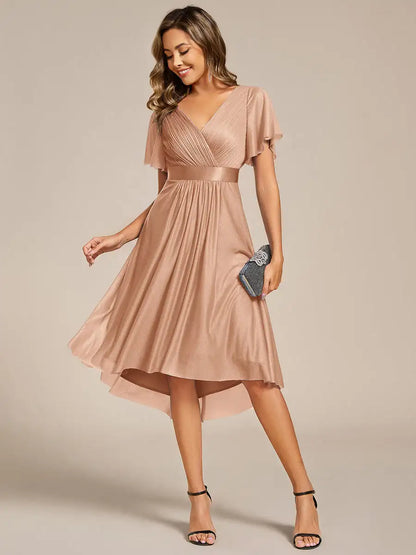 Ruffled Shimmer Wedding Guest Dress