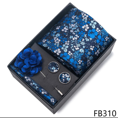New Designer Blue Red Green Paisley Ties For Men Wedding Party Neck Tie Luxury Tie Pocket Square Cufllink Brooch Set - BOC-WEAR