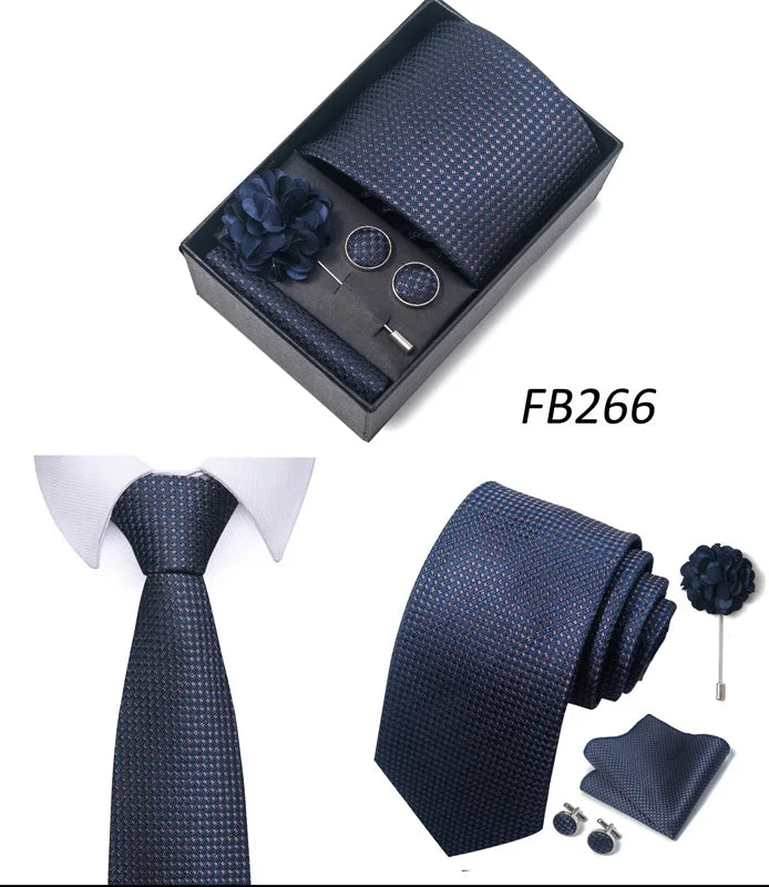 New Designer Blue Red Green Paisley Ties For Men Wedding Party Neck Tie Luxury Tie Pocket Square Cufllink Brooch Set - BOC-WEAR