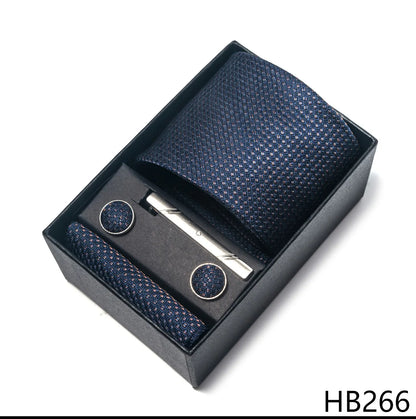 Luxury Brand 8 cm Tie Handkerchief Cufflink Clip Set For Men Wedding Gravata Suit Accessories Holiday Gift Box - BOC-WEAR