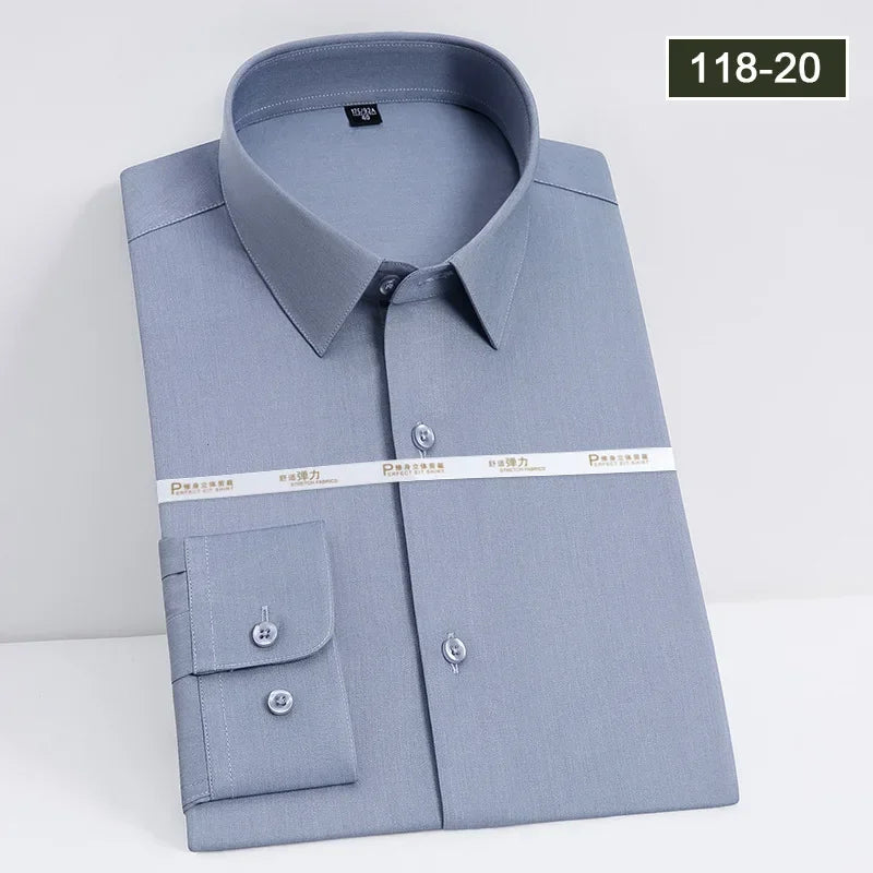 Men's white shirt long sleeved wedding business non ironing formal wear professional workwear casual wrinkle resistant shirt - BOC-WEAR