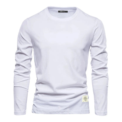 Premium 100% Cotton Long Sleeve T-Shirt for Men - Classic Solid Colors - BOC-WEAR