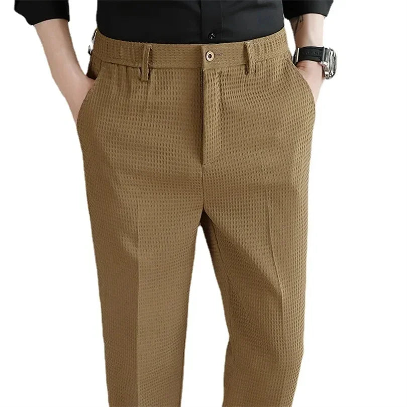 Men's Suit Pants, Fashion Slim Trousers, Korean Style Young Man Pantalones Hombre Black White Khaki Brown Pant, 2025 New