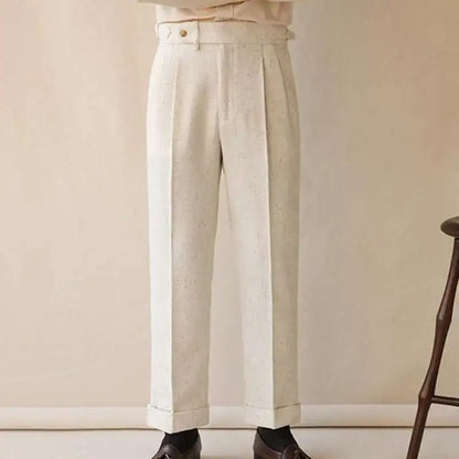 Top Quality Casual High Waist Straight Leg Trouser For Men Winter Paris Button Trouser Business Naples Gentleman Suit Pants