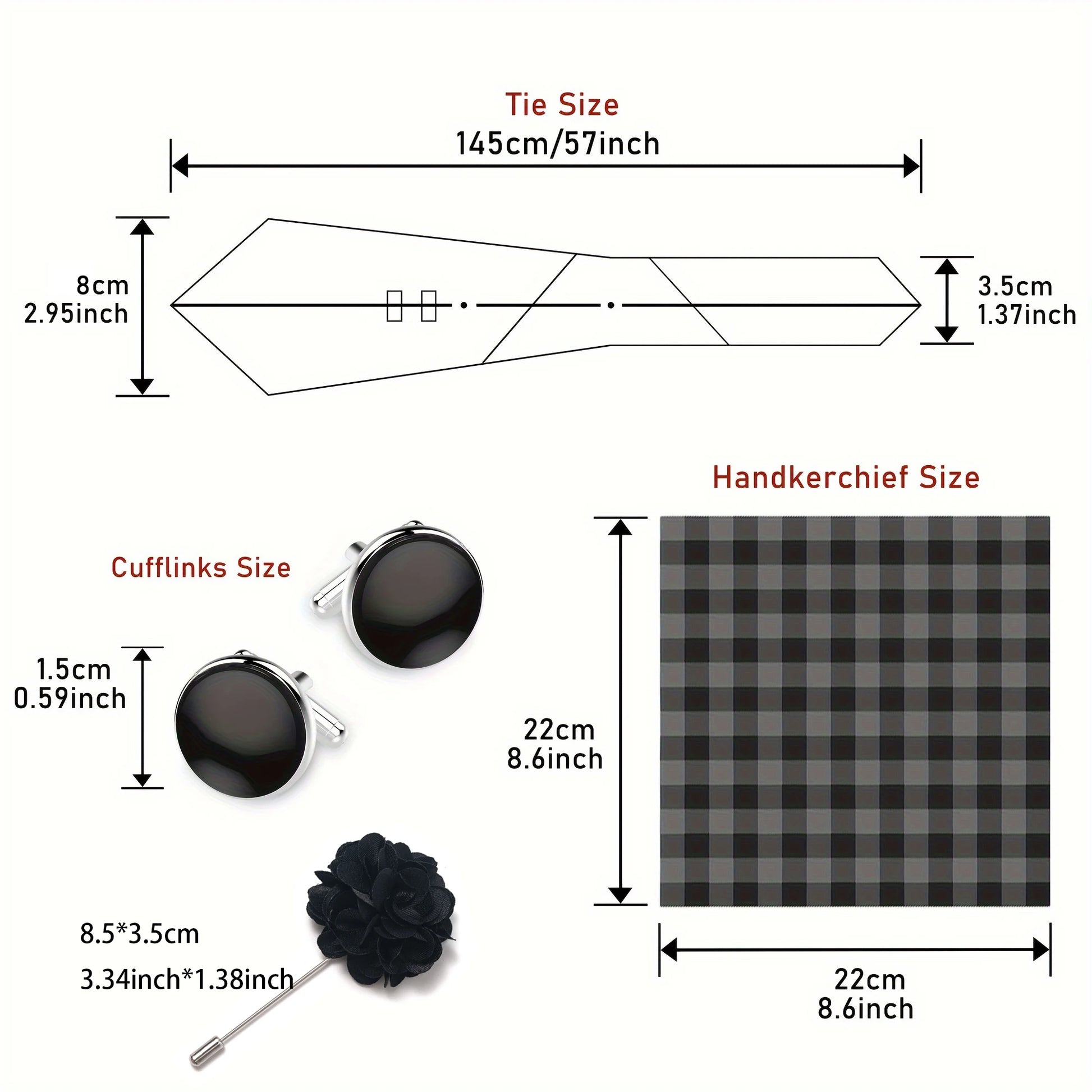 Luxury Men's Floral Tie Set - Black Gold Paisley Necktie with Pocket Square, Cufflinks & Brooch - BOC-WEAR