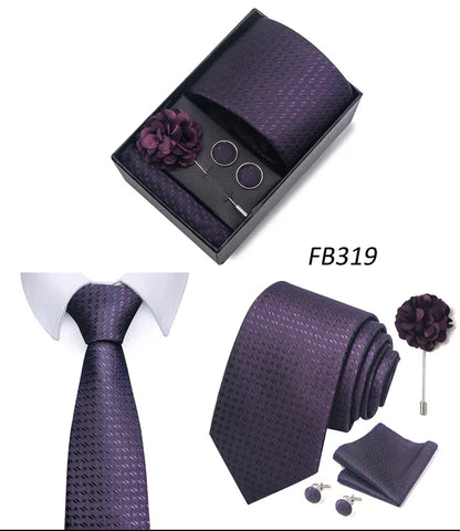 New Designer Blue Red Green Paisley Ties For Men Wedding Party Neck Tie Luxury Tie Pocket Square Cufllink Brooch Set - BOC-WEAR