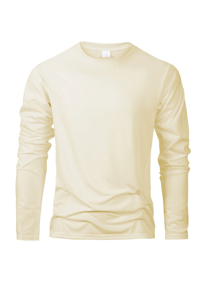 Men‘s Solid Color Long Sleeve T-shirt Fashion Cotton Men's T Shirts Simple Casual O-neck Unisex Tops Fitness Run Sports Pullover - BOC-WEAR