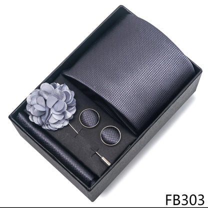 New Designer Blue Red Green Paisley Ties For Men Wedding Party Neck Tie Luxury Tie Pocket Square Cufllink Brooch Set - BOC-WEAR