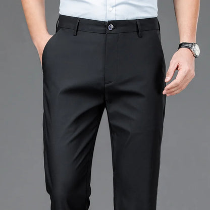 Male Pants Stretch Solid Black Smart Casual Men's Trousers Office Quick Dry Suit Pants New Spring Autumn Korean Straight Pants