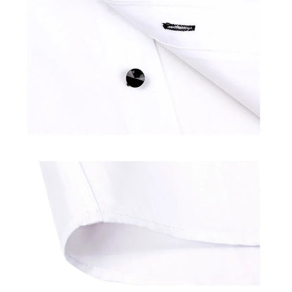 Premium Quality White Shirts for Men - Non-iron Wrinkle Resistant Dress Shirt Long Sleeve New Solid Male Clothing Black Navy - BOC-WEAR