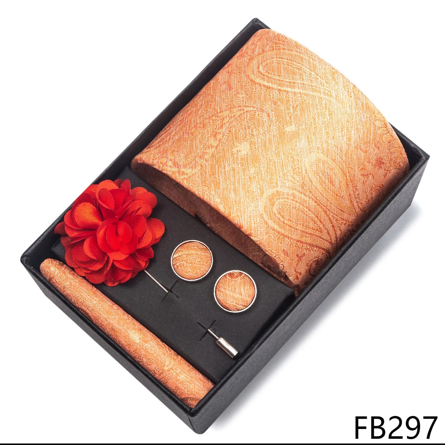 New Designer Blue Red Green Paisley Ties For Men Wedding Party Neck Tie Luxury Tie Pocket Square Cufllink Brooch Set - BOC-WEAR