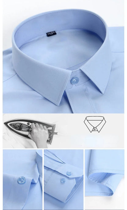 Mens Fashion Long Sleeve Shirts Cotton Spring Autumn Slim Fit White Blue Black Smart Male Casual Shirt Solid Clothing KOACUS - BOC-WEAR
