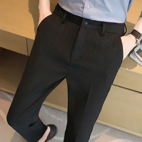 Men's Suit Pants, Fashion Slim Trousers, Korean Style Young Man Pantalones Hombre Black White Khaki Brown Pant, 2025 New