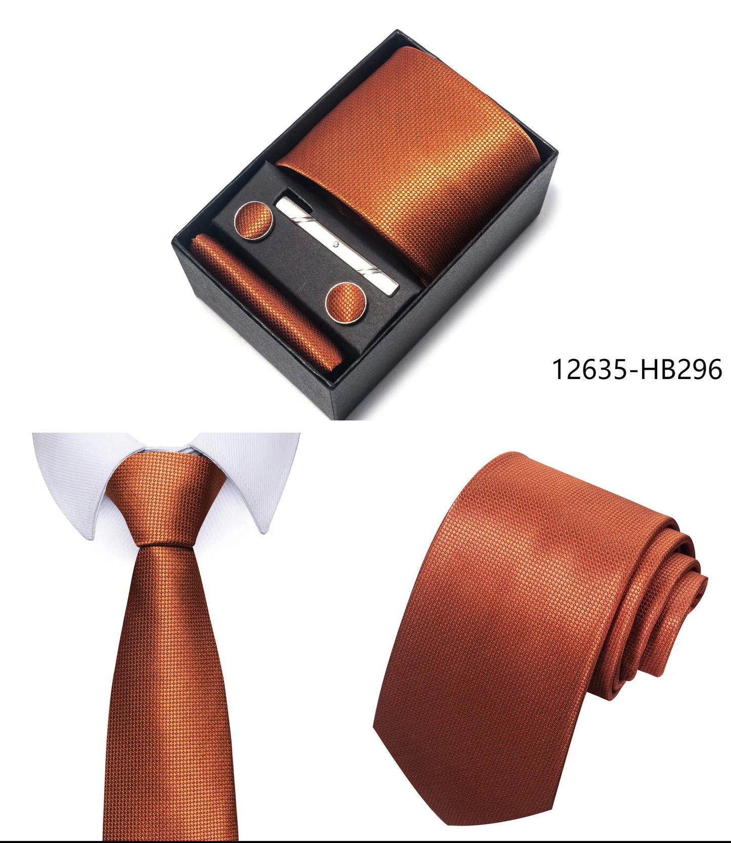 Luxury Brand 8 cm Tie Handkerchief Cufflink Clip Set For Men Wedding Gravata Suit Accessories Holiday Gift Box - BOC-WEAR