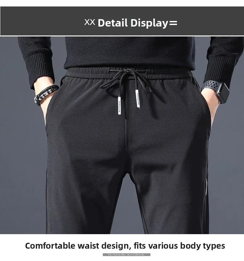 Men's Casual Fce Lined Straight Leg Pants Warm Autumn Winter Workwear Nine-Tenths Regular Fit Faion Urban Sle
