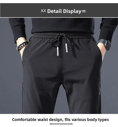 Men's Casual Fce Lined Straight Leg Pants Warm Autumn Winter Workwear Nine-Tenths Regular Fit Faion Urban Sle