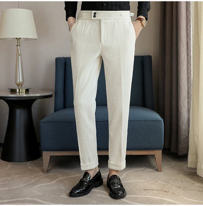 2024 New Light Luxury Chenille Neapolitan High Waist  Casual Pants for Men , Premium Feeling Slim Fit  Mens Dress Pants,pantalon