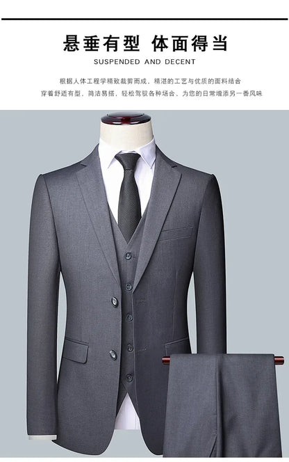 BOC-WEAR Men's 3-Piece Suit - Business Wedding Formal Set - BOC-WEAR