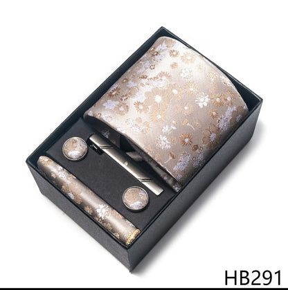 Luxury Brand 8 cm Tie Handkerchief Cufflink Clip Set For Men Wedding Gravata Suit Accessories Holiday Gift Box - BOC-WEAR