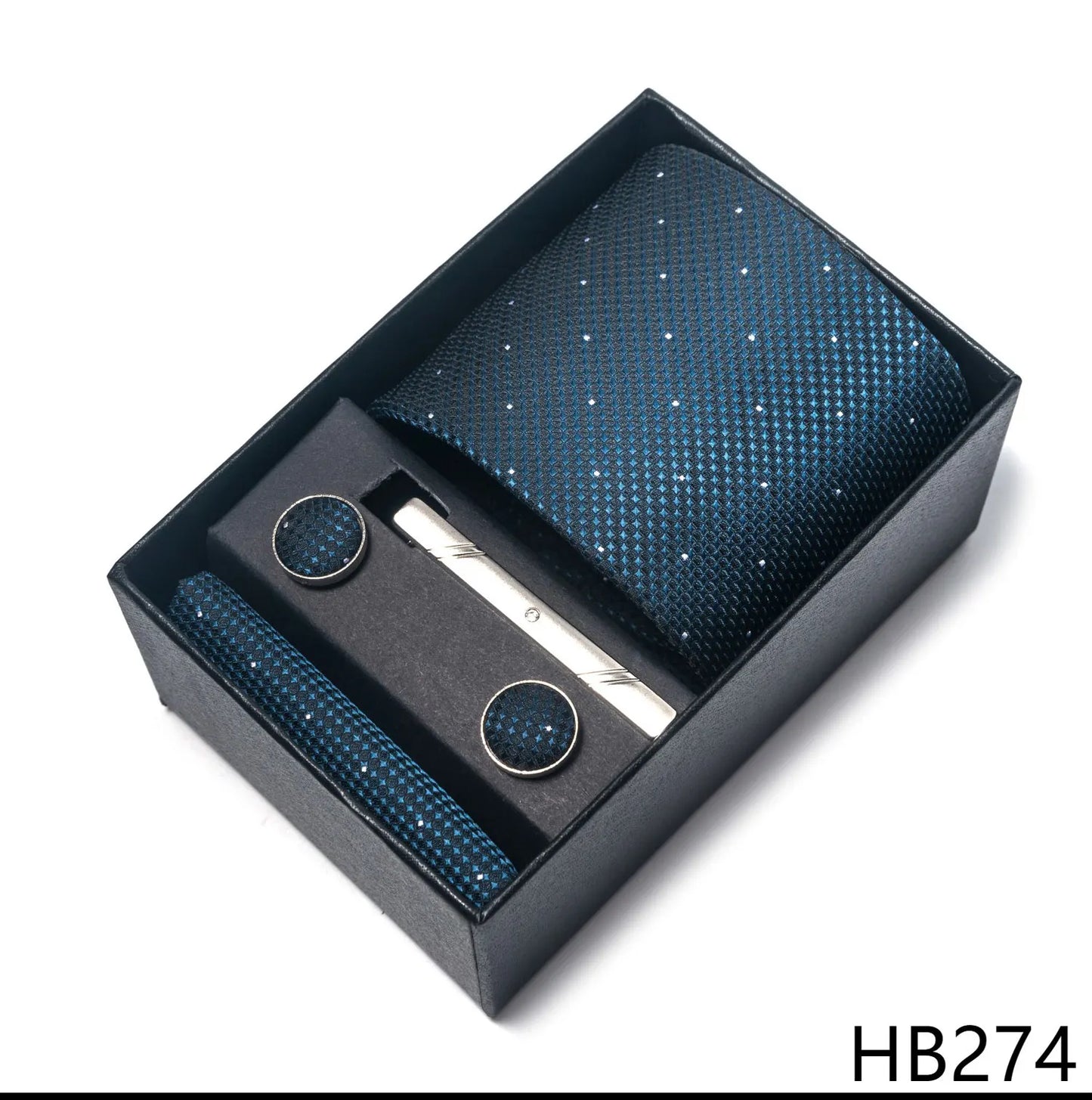 Luxury Brand 8 cm Tie Handkerchief Cufflink Clip Set For Men Wedding Gravata Suit Accessories Holiday Gift Box - BOC-WEAR