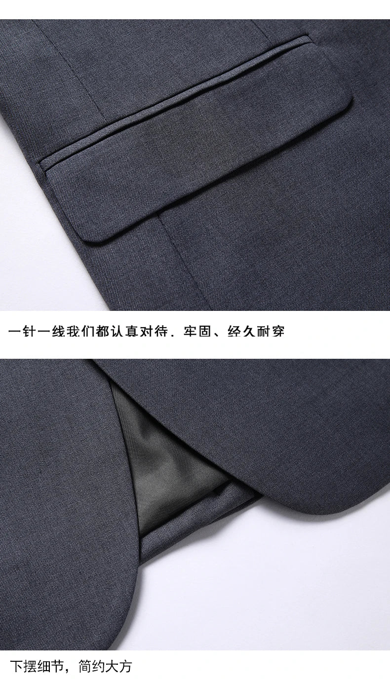 Suit Men Fashion  (Blazer+ Vest + Pants)  Business Wedding Work Casual Slim Professional Dress Groom Best Man Gentleman Suit - BOC-WEAR