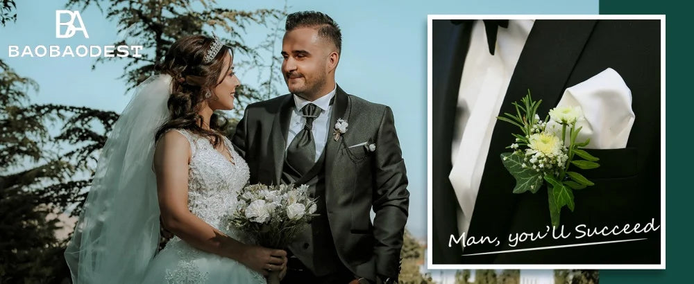 White Wedding Tuxedos Groom Suit Wedding Suits For Men  Wedding Groom Suit For Men ( Jacket +Pants+Bow ) Business plus size - BOC-WEAR