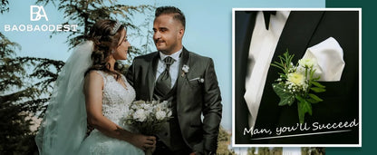 White Wedding Tuxedos Groom Suit Wedding Suits For Men  Wedding Groom Suit For Men ( Jacket +Pants+Bow ) Business plus size - BOC-WEAR