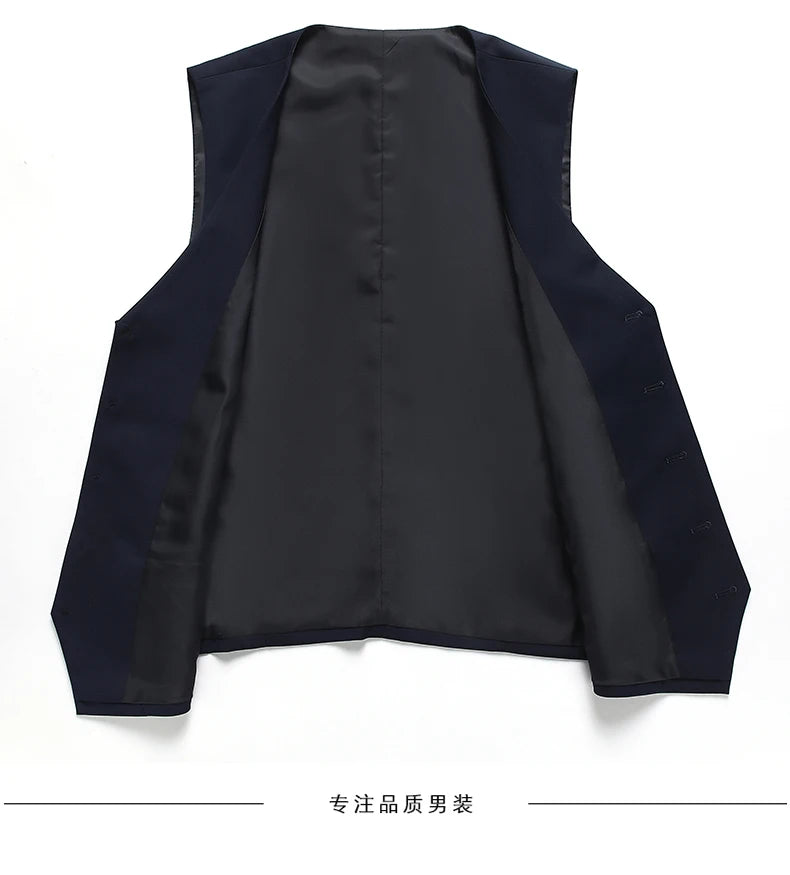 Suit Men Fashion  (Blazer+ Vest + Pants)  Business Wedding Work Casual Slim Professional Dress Groom Best Man Gentleman Suit - BOC-WEAR