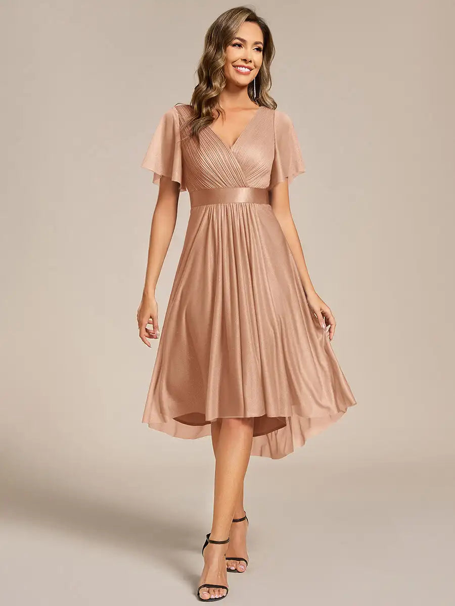 Ruffled Shimmer Wedding Guest Dress