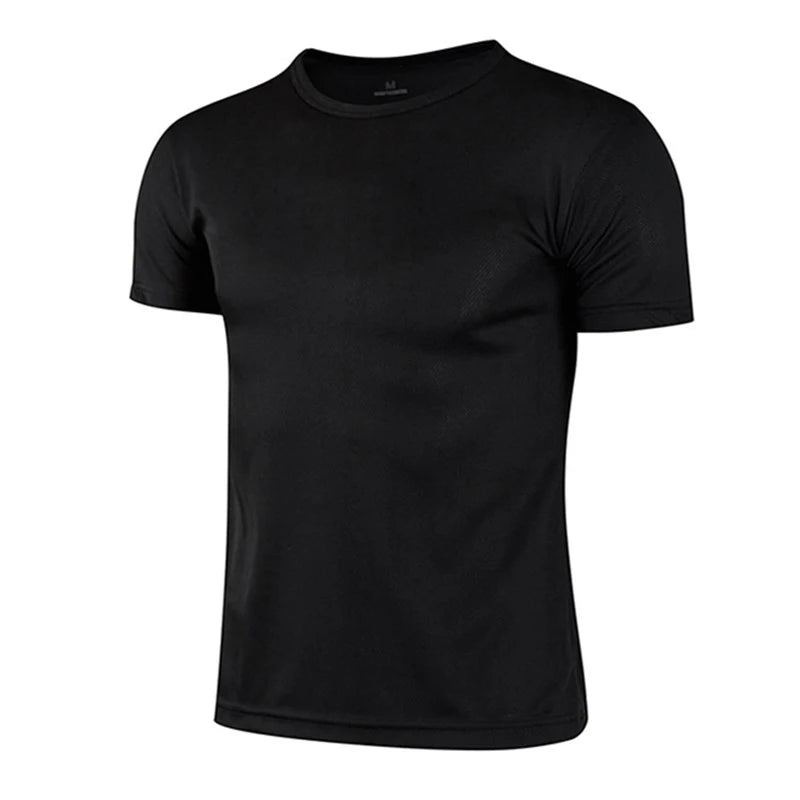 Men Short Sleeve Top Oversized White T-Shirt Man Casual Soild Shirt Quick Drying Gym Basketball t Shirts Soccer Tees Man Clothes - BOC-WEAR