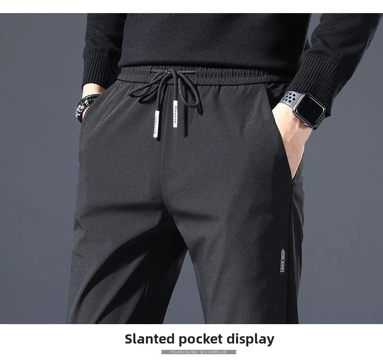 Men's Casual Fce Lined Straight Leg Pants Warm Autumn Winter Workwear Nine-Tenths Regular Fit Faion Urban Sle