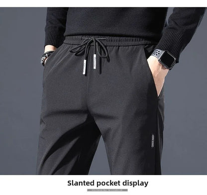 Men's Casual Fce Lined Straight Leg Pants Warm Autumn Winter Workwear Nine-Tenths Regular Fit Faion Urban Sle