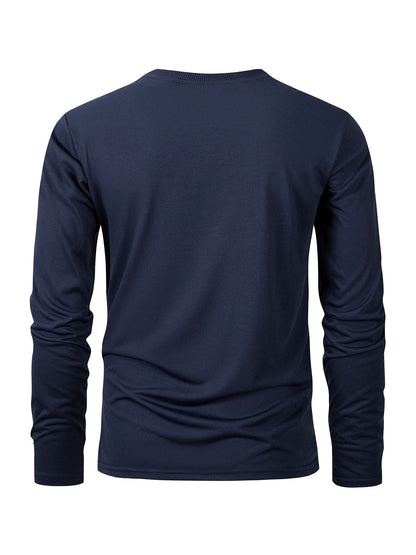 Spring Autumn Men‘s T-shirts Long Sleeve Casual Tops Solid Color High Quality Black T-Shirt Classic Men Clothing - BOC-WEAR