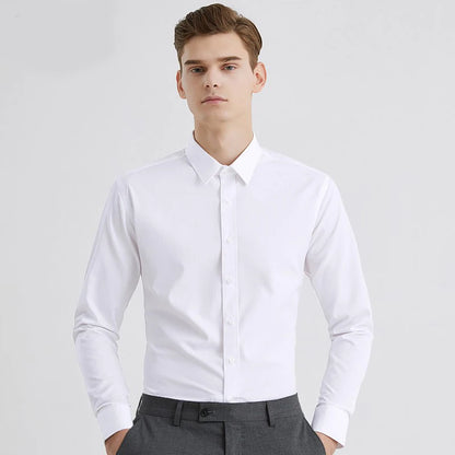 New Anti-Wrinkle Men's Shirts Long Sleeve For Men Slim Fit Stretch Camisa Social Business Formal Blouse White Office Shirt S-5XL - BOC-WEAR