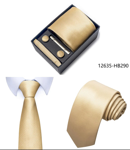 Luxury Brand 8 cm Tie Handkerchief Cufflink Clip Set For Men Wedding Gravata Suit Accessories Holiday Gift Box - BOC-WEAR