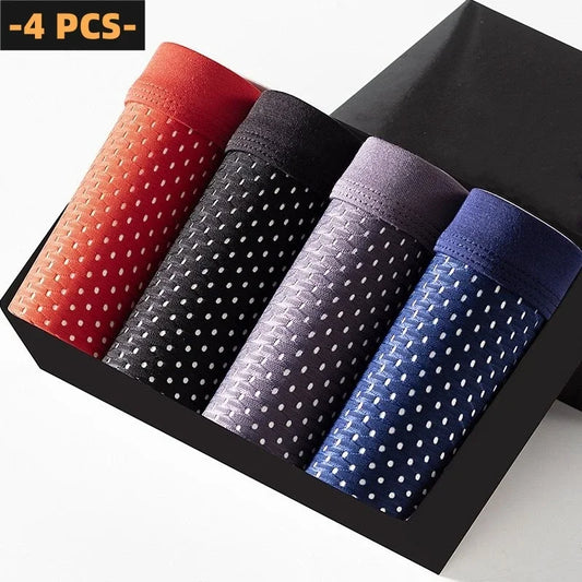 BOC-WEAR Men's Ice Silk Boxers - 4-Pack Seamless Summer Underwear - BOC-WEAR